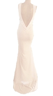 Hvid lang bodycon kjole (S)
